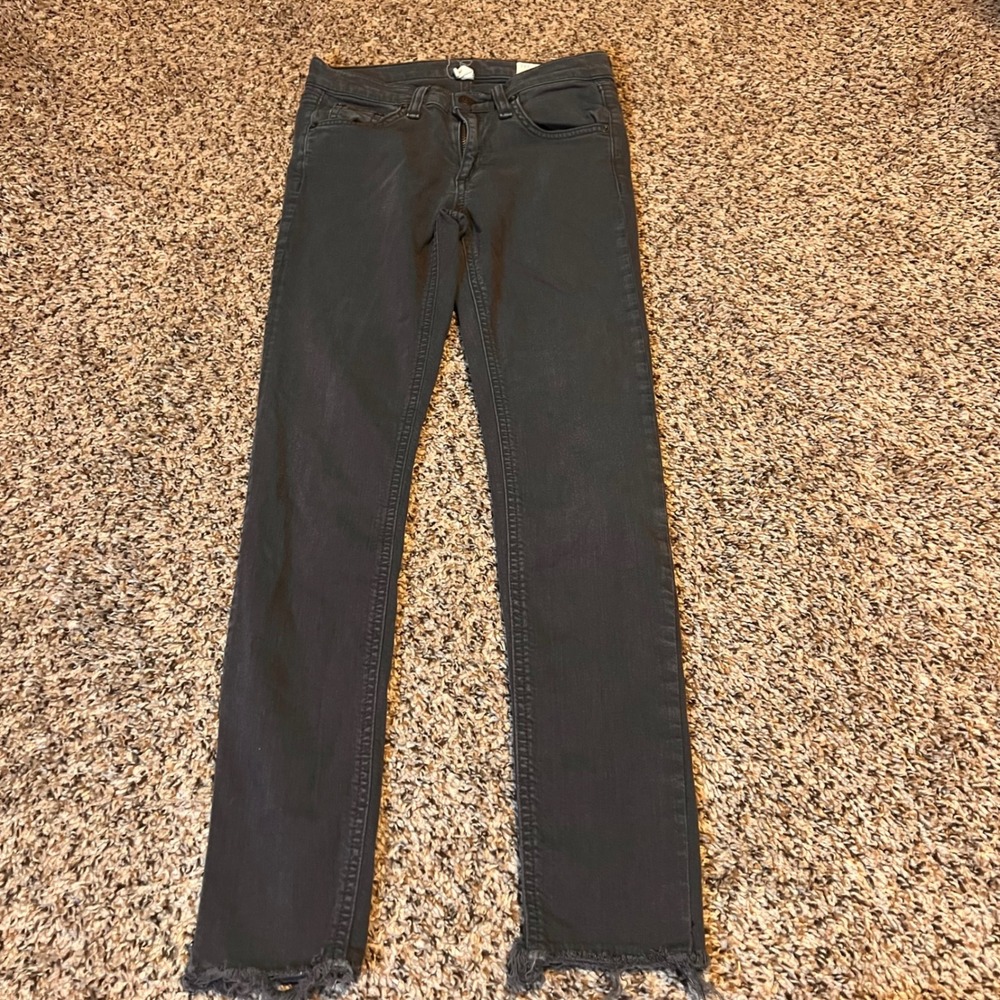 rag bone JEAN Skinny Jeans Womens Size‎ 24 Charcoal Raw Hem Distressed